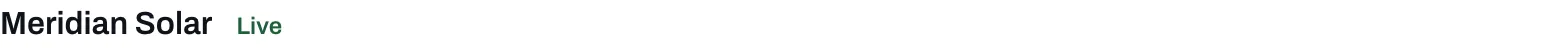 The top of a console row for a live account: the company name Meridian Solar with the word Live beside it.